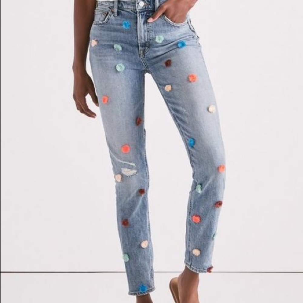 NWT Lucky Brand Bridgette Pom-Pom Jeans 24 00